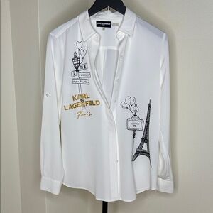Karl Lagerfeld White Shirt with Paris Graphics
